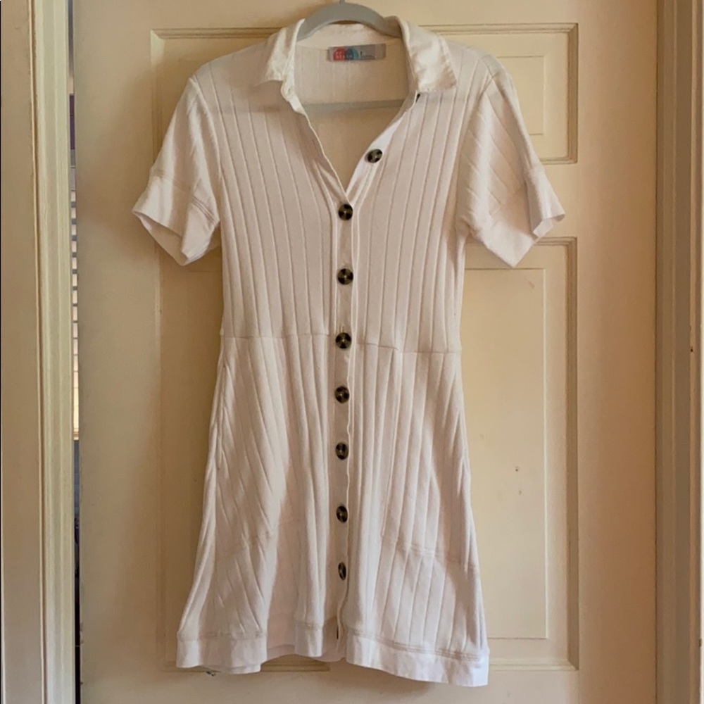 Free People Button Up Dress in White